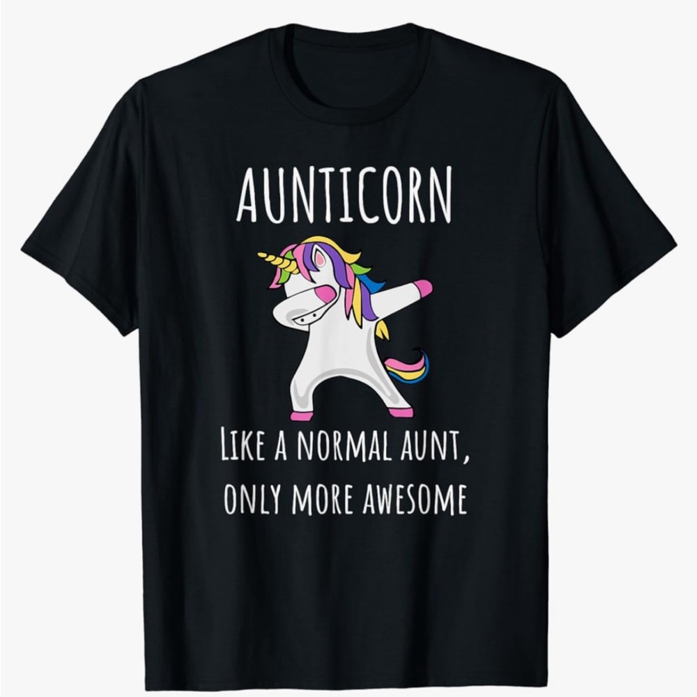 Auntie graphic T-shirt with dabbing unicorn size XL